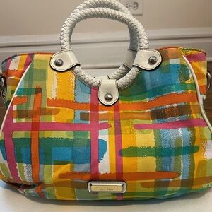 Rosetti Red and Orange Shoulder Bag with Geometric Pattern